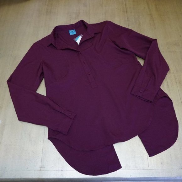 Kas Design Maroon Split back long sleeve blouse - Picture 4 of 8
